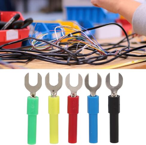 Fork Spade Wire Connectors, Pack of 10 PVC Brass Material Maximum.10A 6mm/0.2in Y Type 4mm/0.2in Hole U Type Banana Plug U Type Electrical Crimp Terminal Connectors Assortment Kit in Saudi Arabia