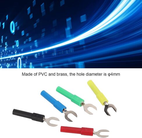 Fork Spade Wire Connectors, Pack of 10 PVC Brass Material Maximum.10A 6mm/0.2in Y Type 4mm/0.2in Hole U Type Banana Plug U Type Electrical Crimp Terminal Connectors Assortment Kit in Saudi Arabia