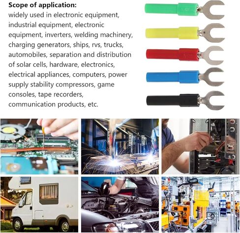 Fork Spade Wire Connectors, Pack of 10 PVC Brass Material Maximum.10A 6mm/0.2in Y Type 4mm/0.2in Hole U Type Banana Plug U Type Electrical Crimp Terminal Connectors Assortment Kit in Saudi Arabia