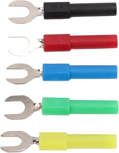 Fork Spade Wire Connectors, Pack of 10 PVC Brass Material Maximum.10A 6mm/0.2in Y Type 4mm/0.2in Hole U Type Banana Plug U Type Electrical Crimp Terminal Connectors Assortment Kit in Saudi Arabia