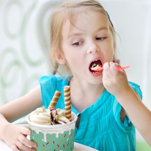 Aodaer 60 Pack Ice Cream Cups 8 Oz Sprinkles Paper Ice Cream Bowls 6 Color Disposable Snack Bowls Party Supplies Treat Cups for Sundae, Frozen Yogurt, Dessert in Saudi Arabia