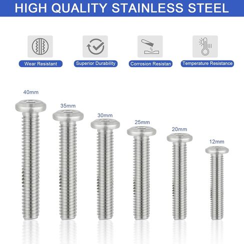 M8 x 40 mm 25Pcs Flat Head Hex Socket Cap Screws Bolts with Hex Spanner,Furniture Bolts,Countersunk Connector Screws,304 Stainless Steel 18-8,Hex Drive, Bright Finish, Fully Machine Thread in Saudi Arabia