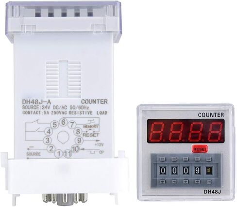 Digital Counter, 11 Pins LED Display Delay Time Relay DH48J-A 1-999900 for Remote Control Automatic Control System (24V AC/DC) in Saudi Arabia
