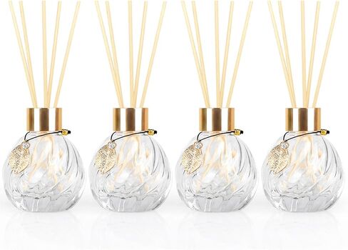 TRIFOLIC 4Pcs Reed Diffuser Set with Metal Golden Decoration, Empty Reed Diffuser Bottles with 20Pcs Reed Diffuser Sticks, Unique Design Bottles for Home and Office(Prismatic) in Saudi Arabia