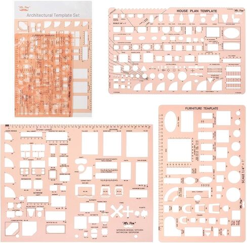 Mr. Pen- House Plan, 3 Pack, Green, Interior Design and Furniture Templates, Drafting Tools and Ruler Shapes for Architecture, Drafting Tools, Architecture Supplies, Drafting Templates in Saudi Arabia