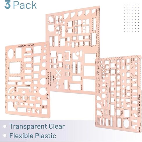 Mr. Pen- House Plan, 3 Pack, Green, Interior Design and Furniture Templates, Drafting Tools and Ruler Shapes for Architecture, Drafting Tools, Architecture Supplies, Drafting Templates in Saudi Arabia