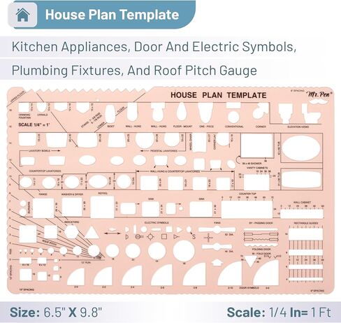 Mr. Pen- House Plan, 3 Pack, Green, Interior Design and Furniture Templates, Drafting Tools and Ruler Shapes for Architecture, Drafting Tools, Architecture Supplies, Drafting Templates in Saudi Arabia