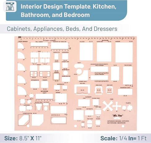 Mr. Pen- House Plan, 3 Pack, Green, Interior Design and Furniture Templates, Drafting Tools and Ruler Shapes for Architecture, Drafting Tools, Architecture Supplies, Drafting Templates in Saudi Arabia