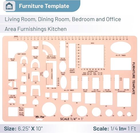 Mr. Pen- House Plan, 3 Pack, Green, Interior Design and Furniture Templates, Drafting Tools and Ruler Shapes for Architecture, Drafting Tools, Architecture Supplies, Drafting Templates in Saudi Arabia