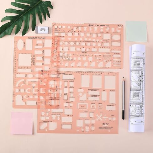 Mr. Pen- House Plan, 3 Pack, Green, Interior Design and Furniture Templates, Drafting Tools and Ruler Shapes for Architecture, Drafting Tools, Architecture Supplies, Drafting Templates in Saudi Arabia