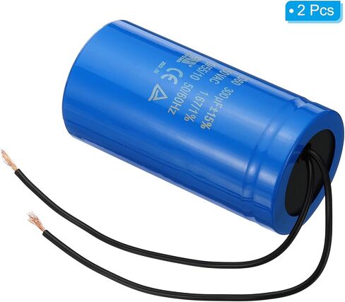 مكثف تشغيل PATIKIL CD60، 2 حزمة 300 فائق التوهج 250VAC 2 أسلاك 50/60 هرتز مكثف بدء تشغيل المحرك لمحرك ضاغط الهواء يبدأ في التشغيل in Saudi Arabia