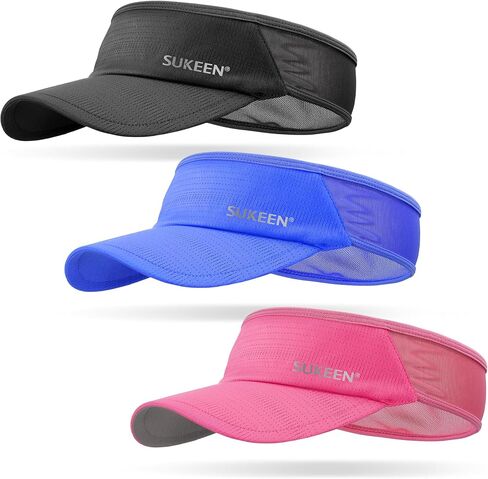 Sukeen 3 Pack Sports Sun Visor Men Women Lightweight Packable Cooling Stretchy Visor Hat for Running, Tennis, Golf in Saudi Arabia