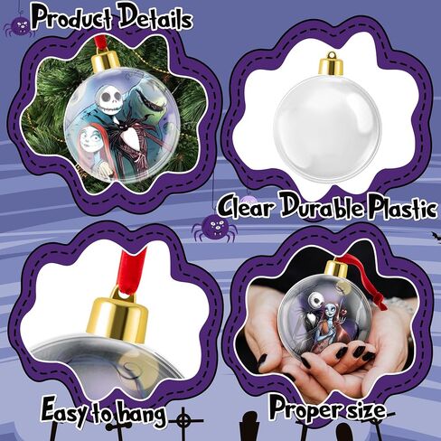 10pcs Halloween Ball Ornaments Hanging Decorations for Tree - Nightmare Sally Ghost Horror Plastic Clear Balls Ornament for Home Tree Crafts Baubles Holiday Birthday Party Decor in Saudi Arabia