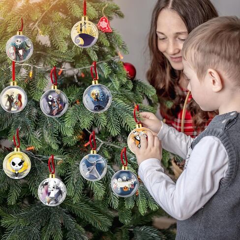 10pcs Halloween Ball Ornaments Hanging Decorations for Tree - Nightmare Sally Ghost Horror Plastic Clear Balls Ornament for Home Tree Crafts Baubles Holiday Birthday Party Decor in Saudi Arabia