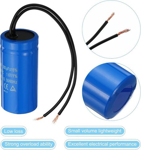 مكثف تشغيل PATIKIL CD60، 2 حزمة 300 فائق التوهج 250VAC 2 أسلاك 50/60 هرتز مكثف بدء تشغيل المحرك لمحرك ضاغط الهواء يبدأ في التشغيل in Saudi Arabia