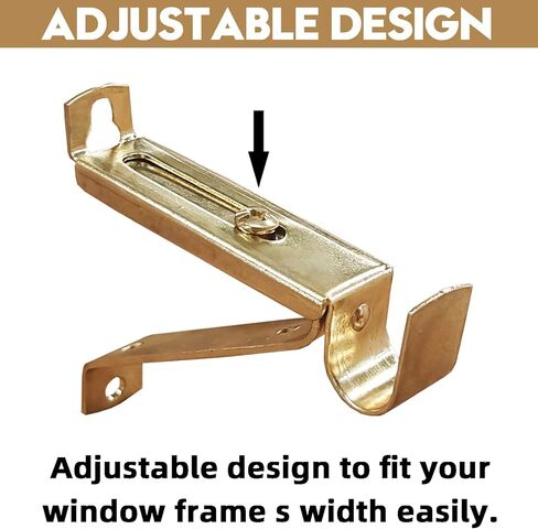 2Pcs Adjustable Curtain Rod Bracket for 9/16 inch Diameter Rod, Drape Rod Bracket for Wall, Curtain Rod Holders,Gold in Kuwait