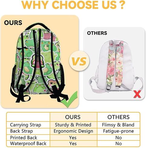 Frog Backpack with Lunch Box And Pencil Case, Set of 3 Cute Bookbag for Girls Boys, Lightweight Large Capacity School Bag in Saudi Arabia