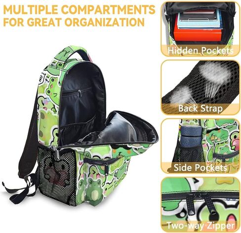 Frog Backpack with Lunch Box And Pencil Case, Set of 3 Cute Bookbag for Girls Boys, Lightweight Large Capacity School Bag in Saudi Arabia