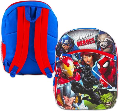 Marvel Avengers Backpack for Kids - Bundle with 16 Inch Avengers Backpack Featuring Iron Man, Captain America, Spiderman and More Plus Water Bottle and Stickers (Superhero Backpacks) in Saudi Arabia