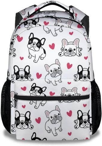 حقيبة ظهر UNIKITTY French Bulldog للفتيات والأولاد، حقائب ظهر على شكل كلب أبيض مقاس 16 بوصة مع أشرطة قابلة للتعديل، حقيبة كتب لطيفة ذات سعة كبيرة لمدرسة الأطفال in Saudi Arabia