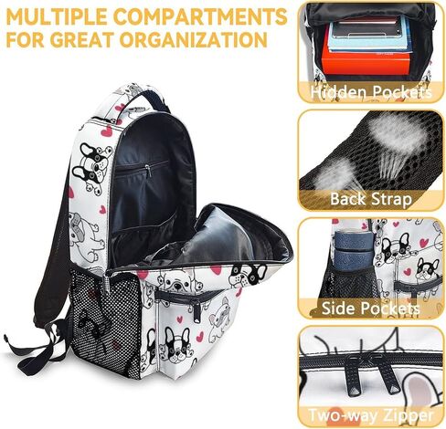 حقيبة ظهر UNIKITTY French Bulldog للفتيات والأولاد، حقائب ظهر على شكل كلب أبيض مقاس 16 بوصة مع أشرطة قابلة للتعديل، حقيبة كتب لطيفة ذات سعة كبيرة لمدرسة الأطفال in Saudi Arabia