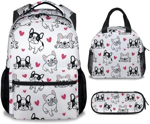 حقيبة ظهر UNIKITTY French Bulldog للفتيات والأولاد، حقائب ظهر على شكل كلب أبيض مقاس 16 بوصة مع أشرطة قابلة للتعديل، حقيبة كتب لطيفة ذات سعة كبيرة لمدرسة الأطفال in Saudi Arabia