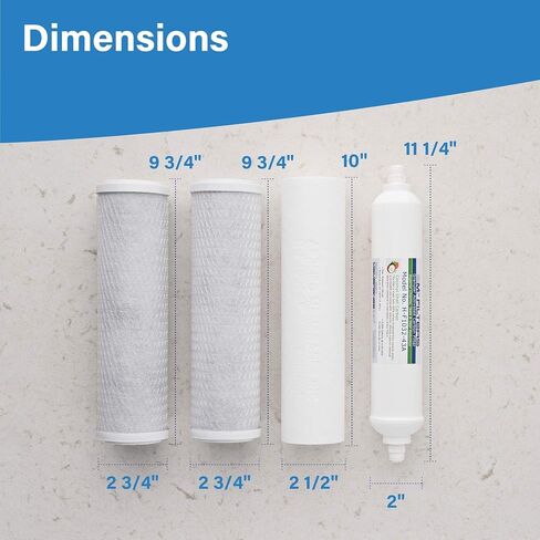 APPLIED MEMBRANES Reverse Osmosis Filter Replacement Set, 50 GPD Pre and Post Filter, Complete RO Filter Set, For 5-Stage Reverse Osmosis, Undersink Water Filtration Systems, Set of 4 in Saudi Arabia