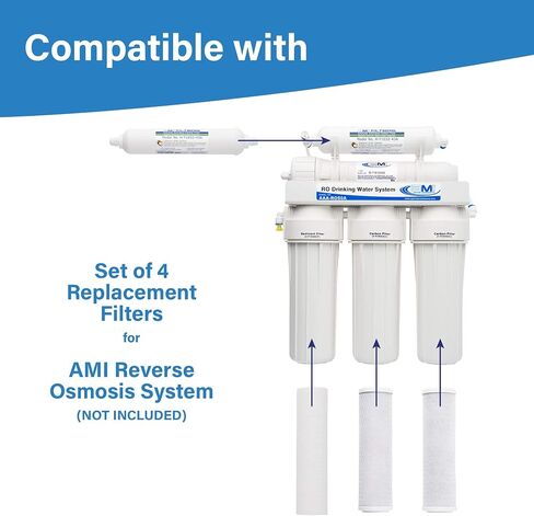 APPLIED MEMBRANES Reverse Osmosis Filter Replacement Set, 50 GPD Pre and Post Filter, Complete RO Filter Set, For 5-Stage Reverse Osmosis, Undersink Water Filtration Systems, Set of 4 in Saudi Arabia