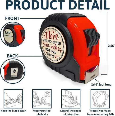 WANDER PRINTS Funny and Playful Gift for Him - Measuring Tape, 16 Ft with Fractions 1/8 Retractable Measuring Tape - Gift for Husband, Gift for Boyfriend, Gift for Men in Saudi Arabia