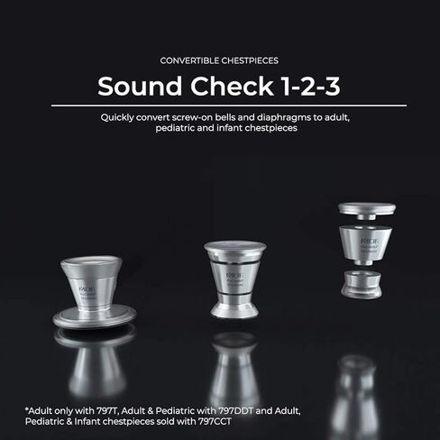 سماعة طبيب القلب MDF Metalika ProCardial، تيتانيوم خفيف الوزن، للبالغين، رأس مزدوج، أنبوب رمادي، سماعة رأس Metalika Chestpiece، MDF797TMT12 in Kuwait