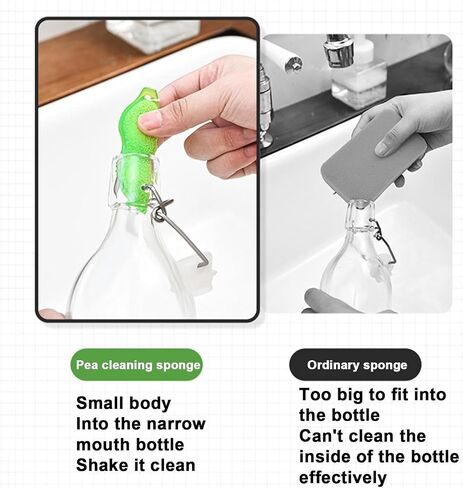 Bottle Cleaning Beans, 3 PCS Bean Bottle Cleaning Sponge, Magic Beans Bottle Cleaner, Water Bottle Cleaner, Green in Saudi Arabia