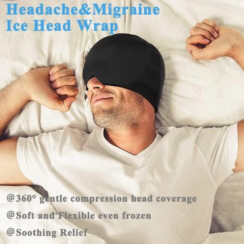 Gel Ice Head Wrap,Headache Relief Hat/Migraine Relief Hat Cold Compress,Migraine Relief Hat for Tension Puffy Eyes Migraine Relief Cap for Sinus Headache and Stress Relief in Saudi Arabia