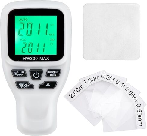 مقياس سمك الطلاء قياس تلقائي شاشة رقمية مقياس طلاء السيارة يحدد تلقائيًا الركيزة والمعادن والطلاء غير الموصل (أبيض) in Kuwait