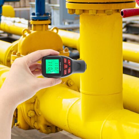 مقياس سمك الطلاء قياس تلقائي شاشة رقمية مقياس طلاء السيارة يحدد تلقائيًا الركيزة والمعادن والطلاء غير الموصل (أبيض) in Kuwait