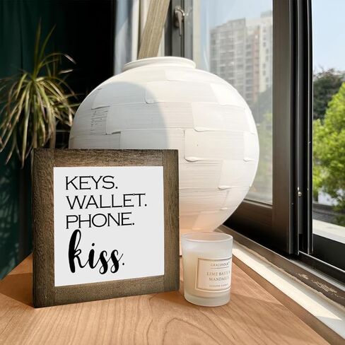 علامات خشبية ملهمة، ديكور مكتب لويحات خشبية مربعة، لوحات زخرفية لشرفة الباب الأمامي، ديكور خزانة دخول قائم بذاته، ديكور مدخل للرف، ديكور منزلي ريفي، مفاتيح محفظة الهاتف قبلة E in Kuwait