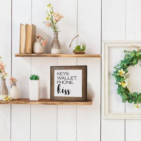 علامات خشبية ملهمة، ديكور مكتب لويحات خشبية مربعة، لوحات زخرفية لشرفة الباب الأمامي، ديكور خزانة دخول قائم بذاته، ديكور مدخل للرف، ديكور منزلي ريفي، مفاتيح محفظة الهاتف قبلة E in Kuwait