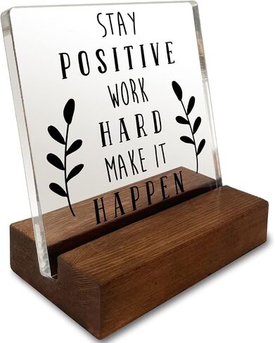 Inspirational Quotes Office Desk Sign, Motivational Minimalist Decor Art Acrylic Plaque With Wooden Stand Sign Home Office Desk Sign Gift for Women Cowoker Friend Colleague in Saudi Arabia