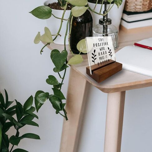 Inspirational Quotes Office Desk Sign, Motivational Minimalist Decor Art Acrylic Plaque With Wooden Stand Sign Home Office Desk Sign Gift for Women Cowoker Friend Colleague in Saudi Arabia