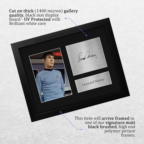 HWC Trading Leonard Nimoy Star Trek Gifts USL صورة توقيع مطبوعة بإطار USL لمحبي البرامج التلفزيونية - مقاس حرف أمريكي in Kuwait