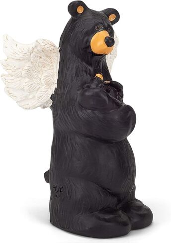 تمثال DEMDACO Bearfoots من Jeff Fleming Little Angel Bear باللون الأسود مقاس 5 × 2 مصنوع يدويًا من حجر الراتنج المصبوب in Saudi Arabia