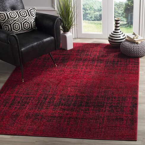 سجادة منطقة مجموعة SAFAVIEH Adirondack - 9 × 12 بوصة، أحمر وأسود، تصميم تجريدي حديث، لا يتساقط ويسهل العناية به، مثالي للمناطق ذات حركة المرور العالية في غرفة المعيشة وغرفة النوم (ADR116F) in Saudi Arabia