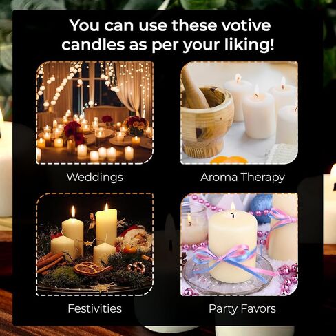 Welburn Veda&Co™ Votive Candles - Pack of 144, Upto 12 Hours Burn Time, 100% Fully Refined Paraffin Wax, Smokeless, Unscented, for Home Decor, Spa, Weddings, Birthdays, Holidays, Party (White) in Saudi Arabia