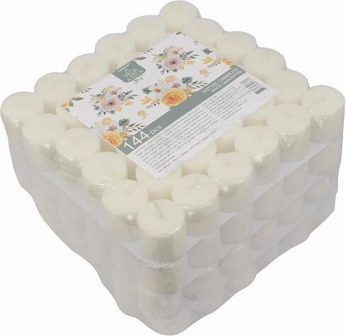 Welburn Veda&Co™ Votive Candles - Pack of 144, Upto 12 Hours Burn Time, 100% Fully Refined Paraffin Wax, Smokeless, Unscented, for Home Decor, Spa, Weddings, Birthdays, Holidays, Party (White) in Saudi Arabia