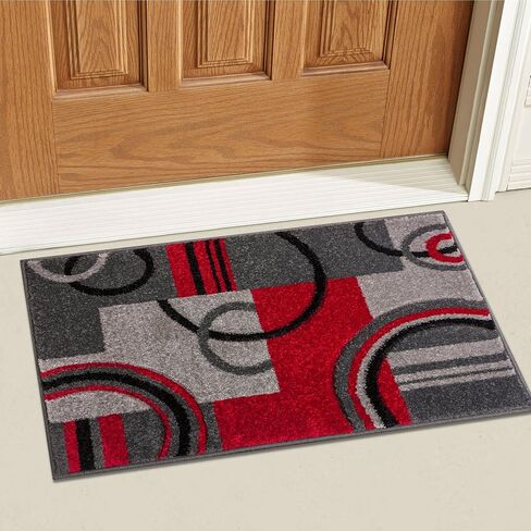 Well Woven Grey & Red Galaxy Waves Modern Abstract Arcs and Shapes 2' x 3' Mat Accent Area Rug in Saudi Arabia