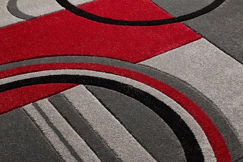 Well Woven Grey & Red Galaxy Waves Modern Abstract Arcs and Shapes 2' x 3' Mat Accent Area Rug in Saudi Arabia