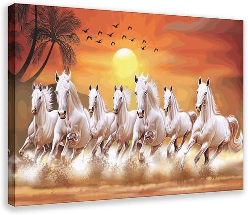 Wall Art horse pictures wall decor Seven Lucky Running Wild Horses horse wall poster 01 Canvas Poster Wall Art Decor Print Picture Paintings for Living Room Bedroom Decoration Frame-style in Saudi Arabia