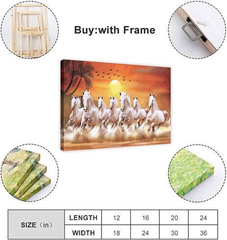 Wall Art horse pictures wall decor Seven Lucky Running Wild Horses horse wall poster 01 Canvas Poster Wall Art Decor Print Picture Paintings for Living Room Bedroom Decoration Frame-style in Saudi Arabia