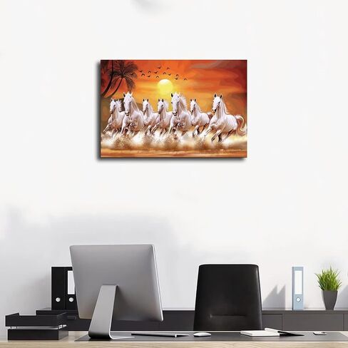 Wall Art horse pictures wall decor Seven Lucky Running Wild Horses horse wall poster 01 Canvas Poster Wall Art Decor Print Picture Paintings for Living Room Bedroom Decoration Frame-style in Saudi Arabia