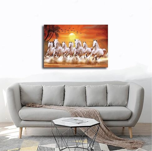 Wall Art horse pictures wall decor Seven Lucky Running Wild Horses horse wall poster 01 Canvas Poster Wall Art Decor Print Picture Paintings for Living Room Bedroom Decoration Frame-style in Saudi Arabia