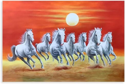 Wall Art horse pictures wall decor Seven Lucky Running Wild Horses horse wall poster 01 Canvas Poster Wall Art Decor Print Picture Paintings for Living Room Bedroom Decoration Frame-style in Saudi Arabia